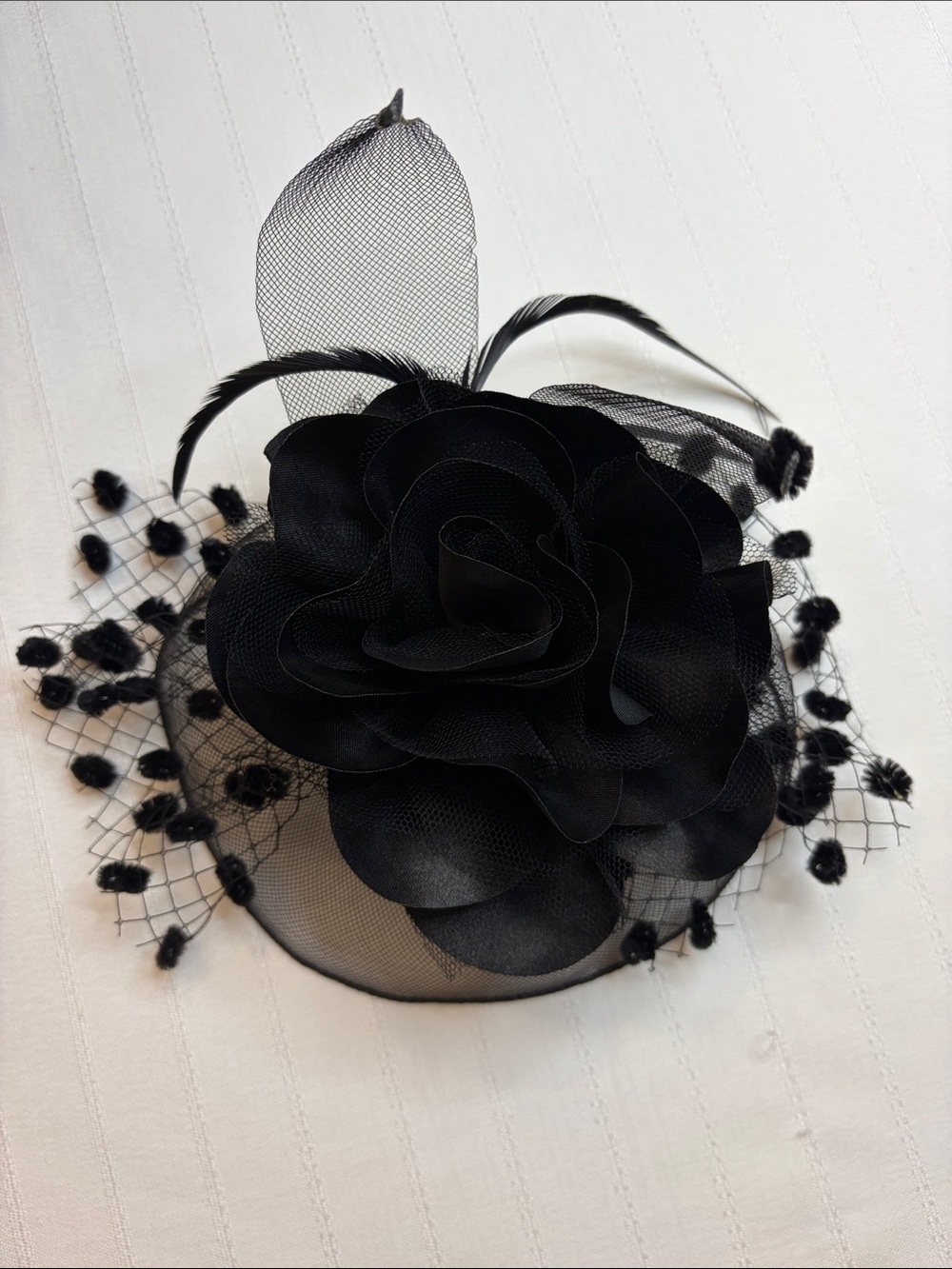 Black Floral Veil Fascinator Hat - Women Accessories